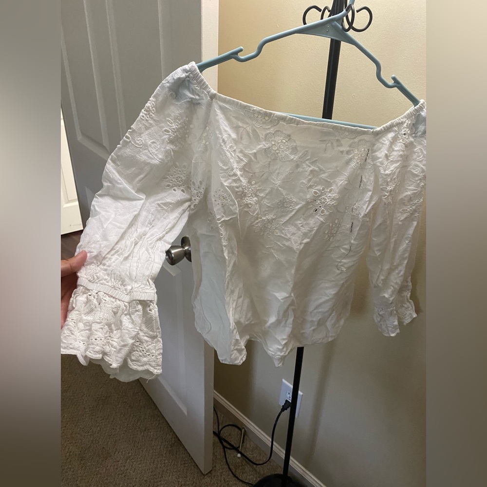 White off shoulder shirt